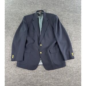 Vintage Stafford Blazer 44 L Blue Wool Premium University Golden Button Hopsack